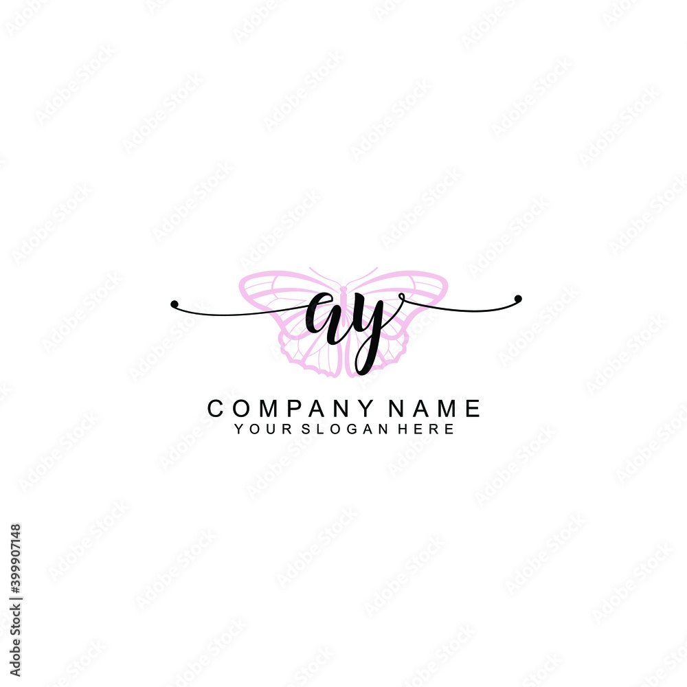 Initial AY Handwriting, Wedding Monogram Logo Design, Modern Minimalistic and Floral templates for Invitation cards	
