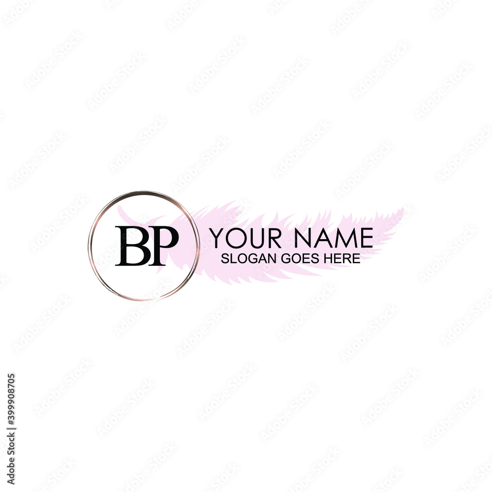 Initial BP Handwriting, Wedding Monogram Logo Design, Modern Minimalistic and Floral templates for Invitation cards	
