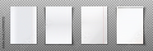 Paper sheets collection of A4 format. Isolated on transparent background.