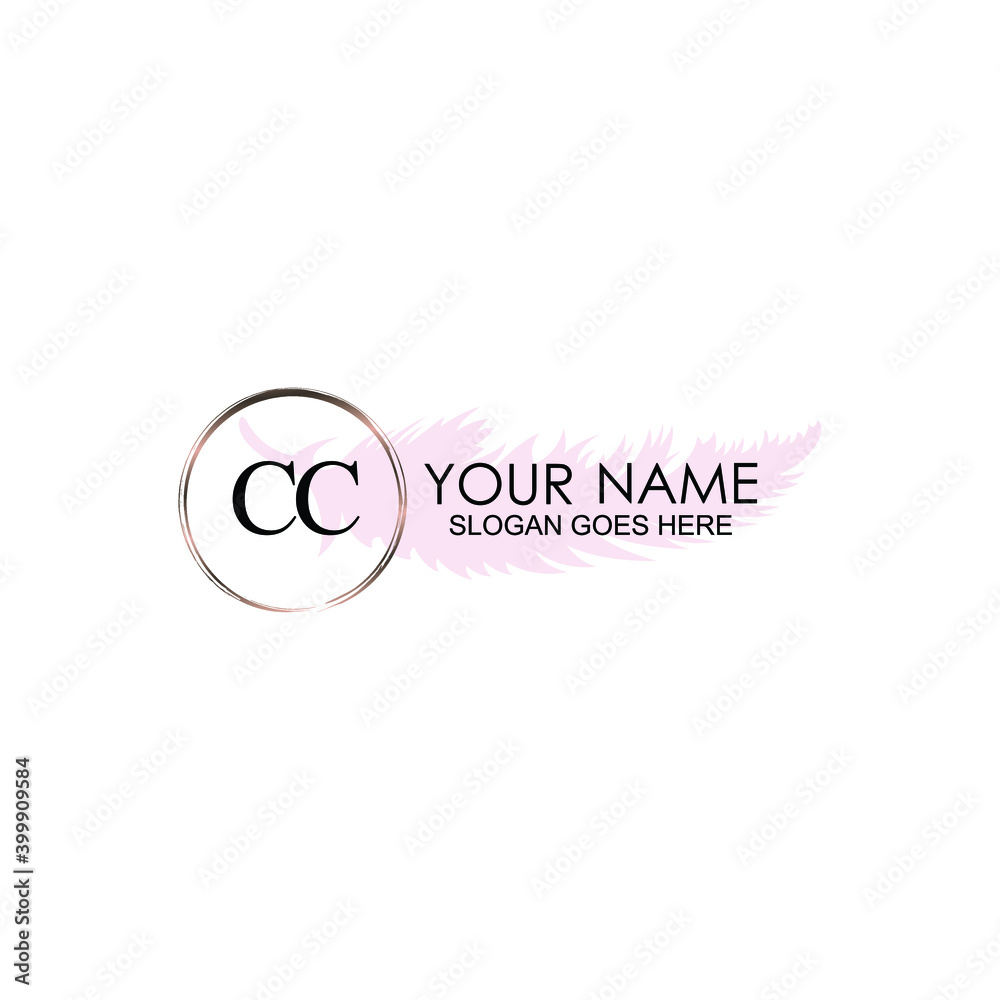 Initial CC Handwriting, Wedding Monogram Logo Design, Modern Minimalistic and Floral templates for Invitation cards	
