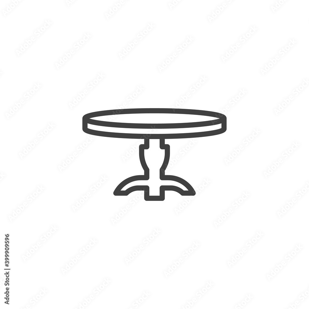 Round table line icon. linear style sign for mobile concept and web design. Furniture Round Table outline vector icon. Symbol, logo illustration. Vector graphics
