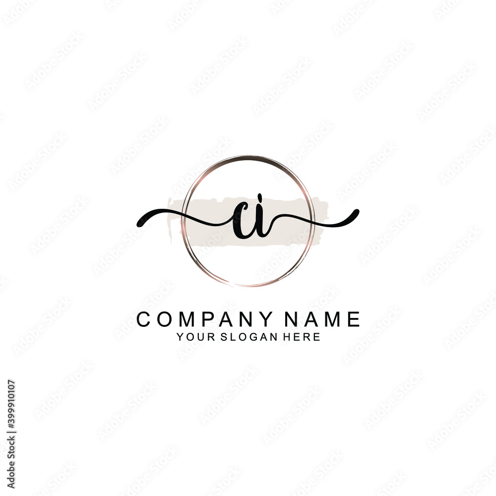 Initial CI Handwriting, Wedding Monogram Logo Design, Modern Minimalistic and Floral templates for Invitation cards	
