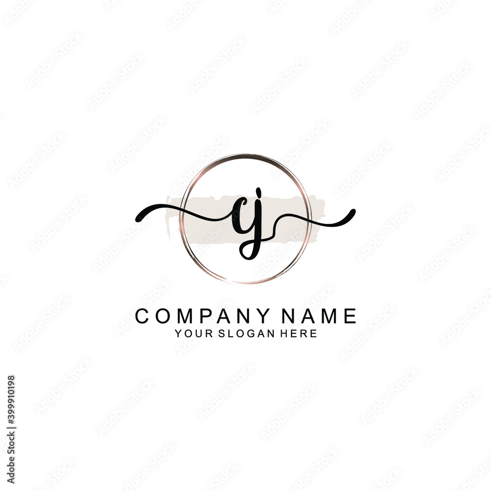 Initial CJ Handwriting, Wedding Monogram Logo Design, Modern Minimalistic and Floral templates for Invitation cards	
