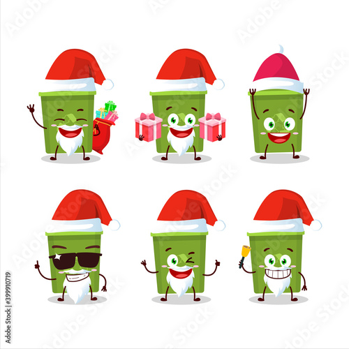 Santa Claus emoticons with recycle trash can cartoon character