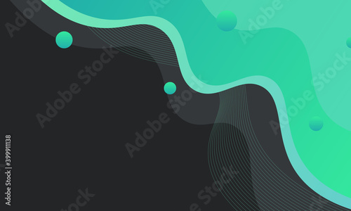 Abstract green and black fluid background.