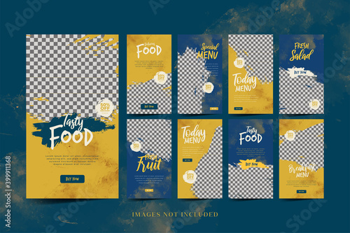 Food social media promotion and instagram story template Premium Vector