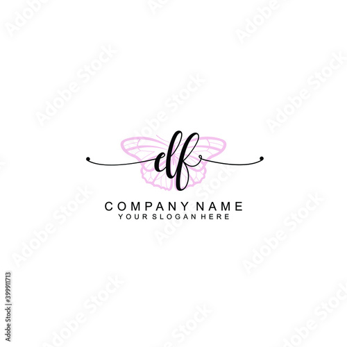Initial DF Handwriting, Wedding Monogram Logo Design, Modern Minimalistic and Floral templates for Invitation cards	
