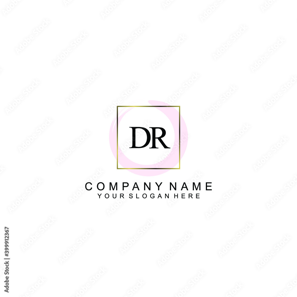 Initial DR Handwriting, Wedding Monogram Logo Design, Modern Minimalistic and Floral templates for Invitation cards	
