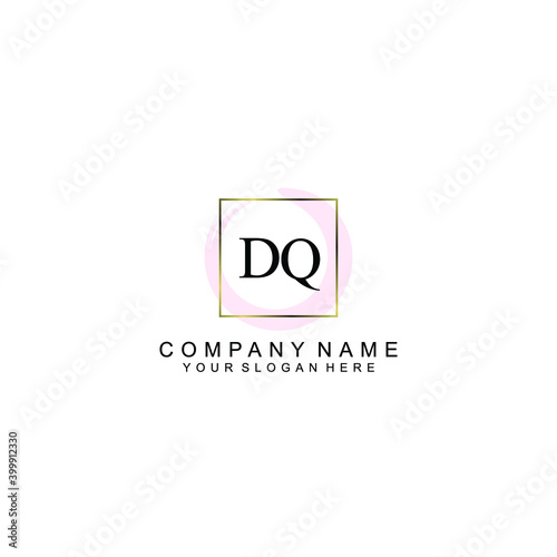 Initial DQ Handwriting, Wedding Monogram Logo Design, Modern Minimalistic and Floral templates for Invitation cards 