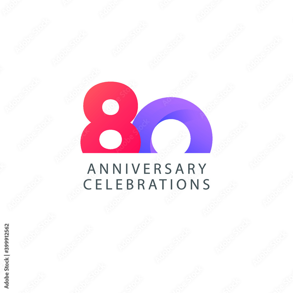 80 year anniversary vector template. Design for celebration, greeting cards or print. 80 year anniversary vector template. Design for celebration, greeting cards or print.