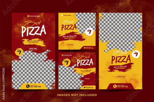 Pizza Instagram Template for Social Media Advertising Template Premium Vector