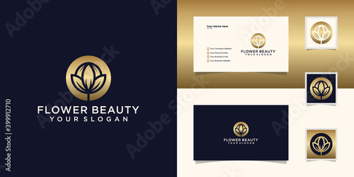 Minimalist elegant lotus for beauty, cosmetics, yoga and spa. logo and business card