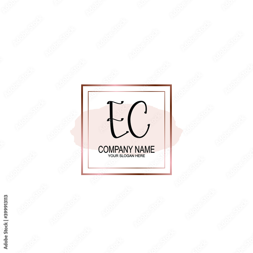 Initial EC Handwriting, Wedding Monogram Logo Design, Modern Minimalistic and Floral templates for Invitation cards	
