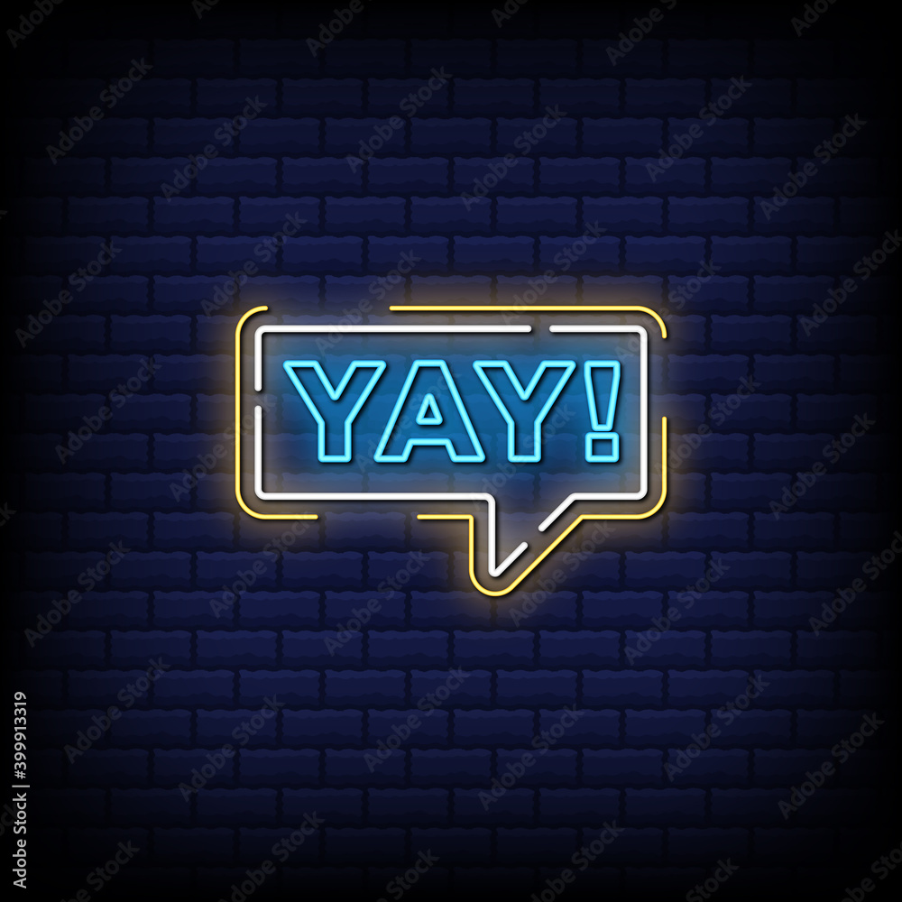 Fototapeta premium Yay, enjoy, win neon signs style text