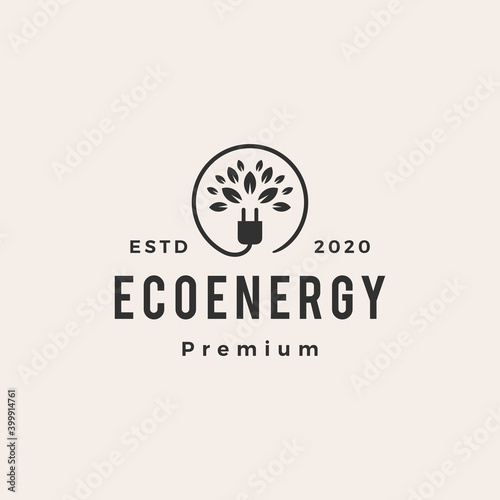 eco energy hipster vintage logo vector icon illustration