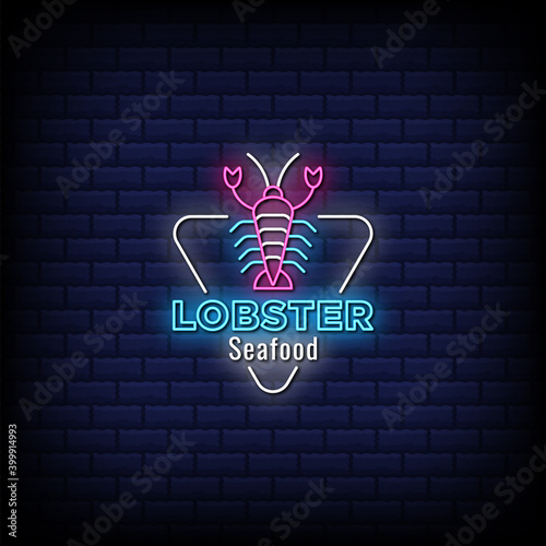 Lobster seafood neon signs style text