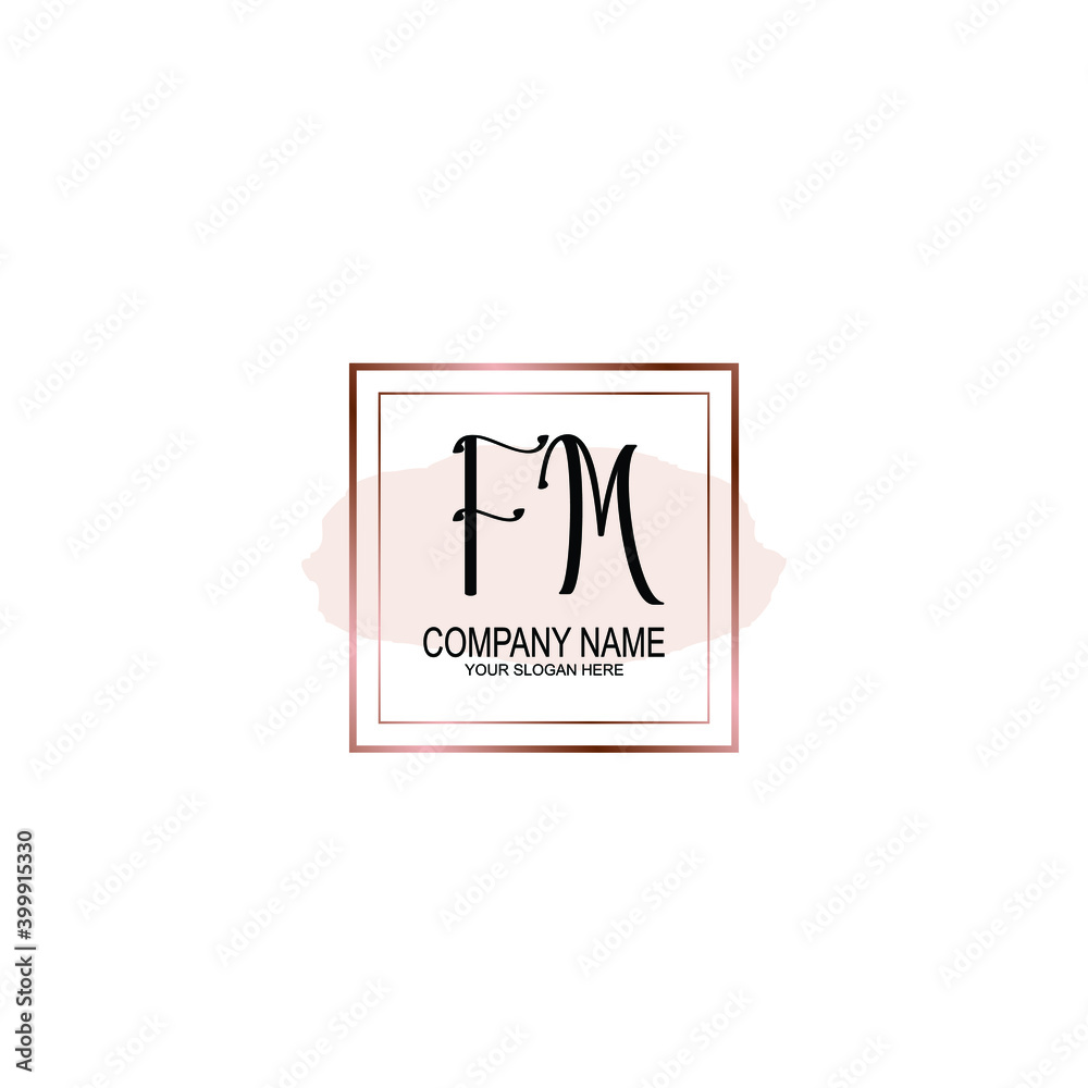 Initial FM Handwriting, Wedding Monogram Logo Design, Modern Minimalistic and Floral templates for Invitation cards	
