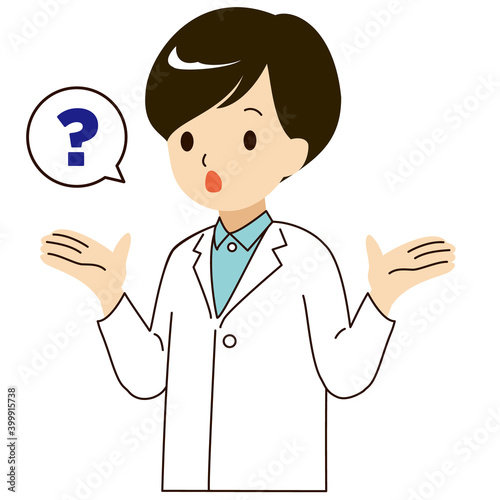 不思議に思っている男性医師のベクターイラスト