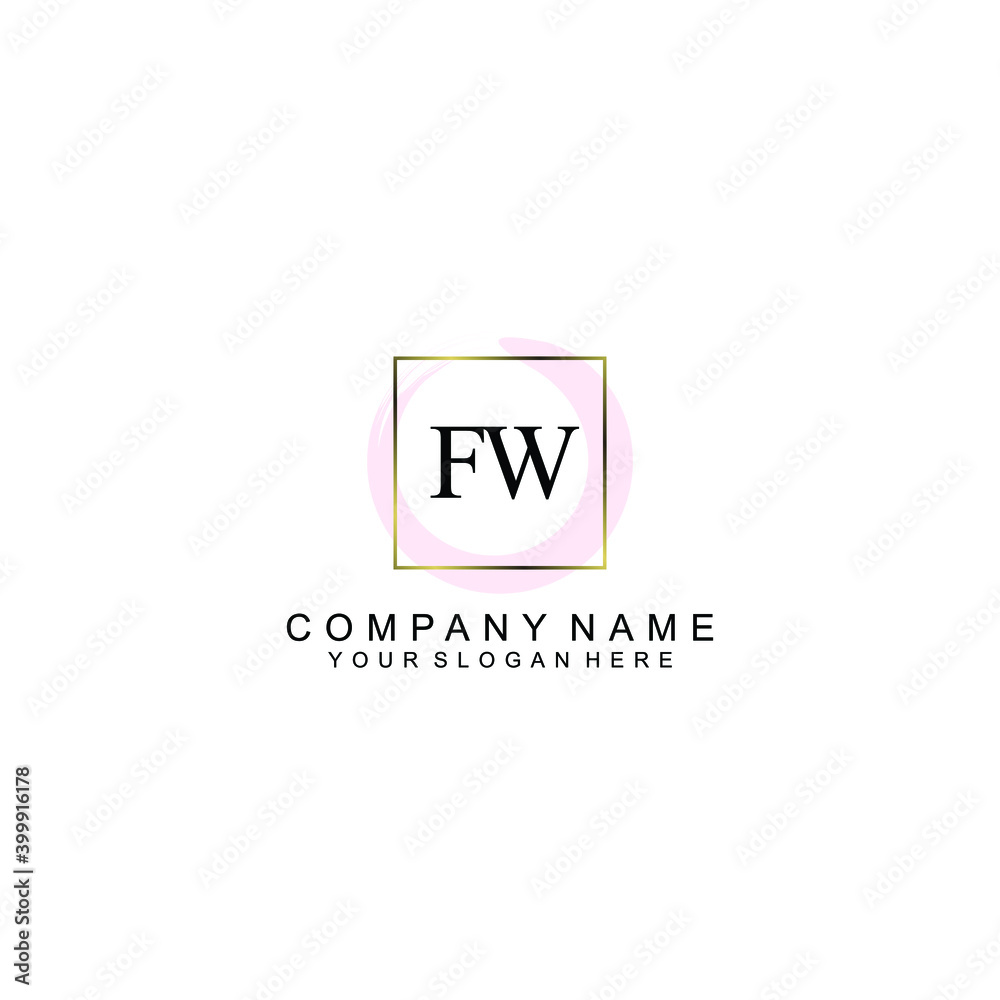 Initial FW Handwriting, Wedding Monogram Logo Design, Modern Minimalistic and Floral templates for Invitation cards	
