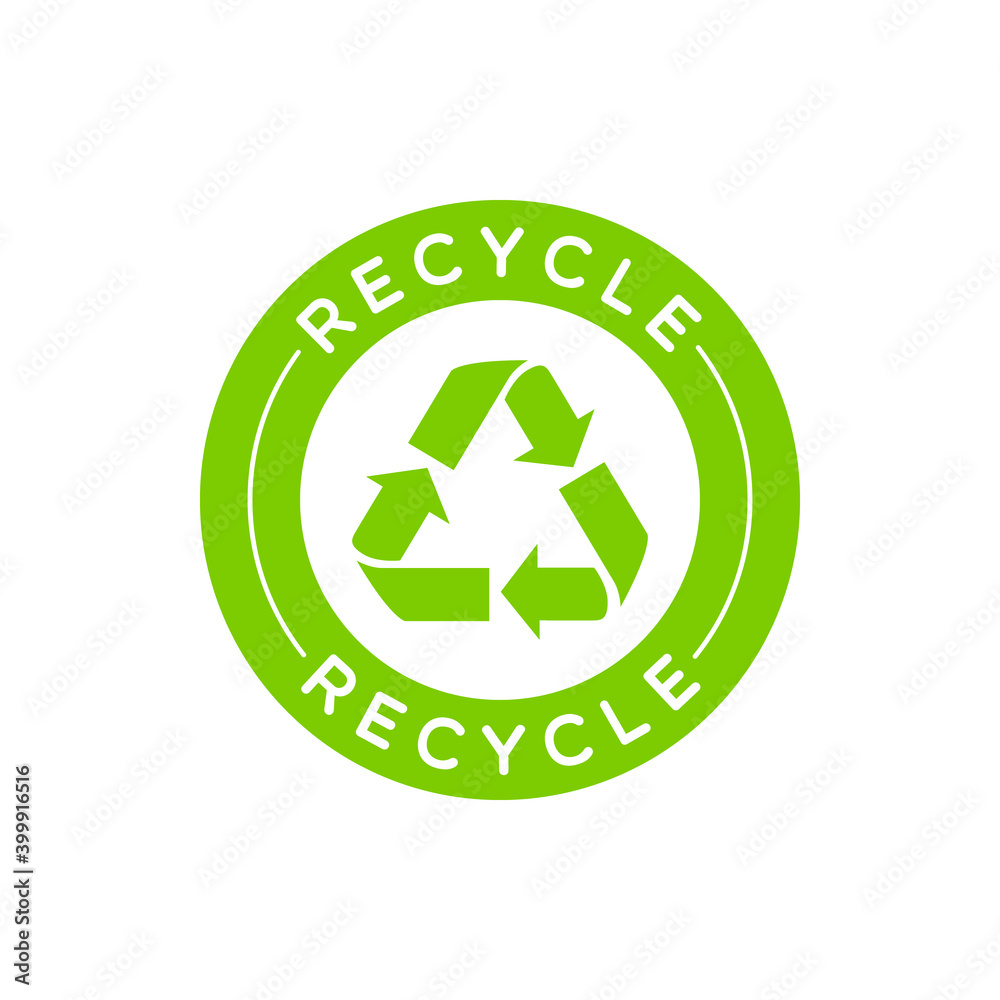 Vector Isolated Round Recycle Label Vector Isolated Round Recycle Label