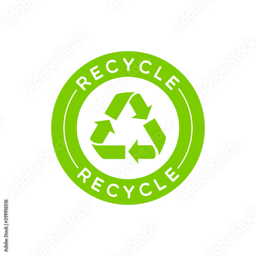 Vector Isolated Round Recycle Label