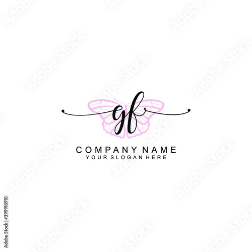 Initial GF Handwriting, Wedding Monogram Logo Design, Modern Minimalistic and Floral templates for Invitation cards 