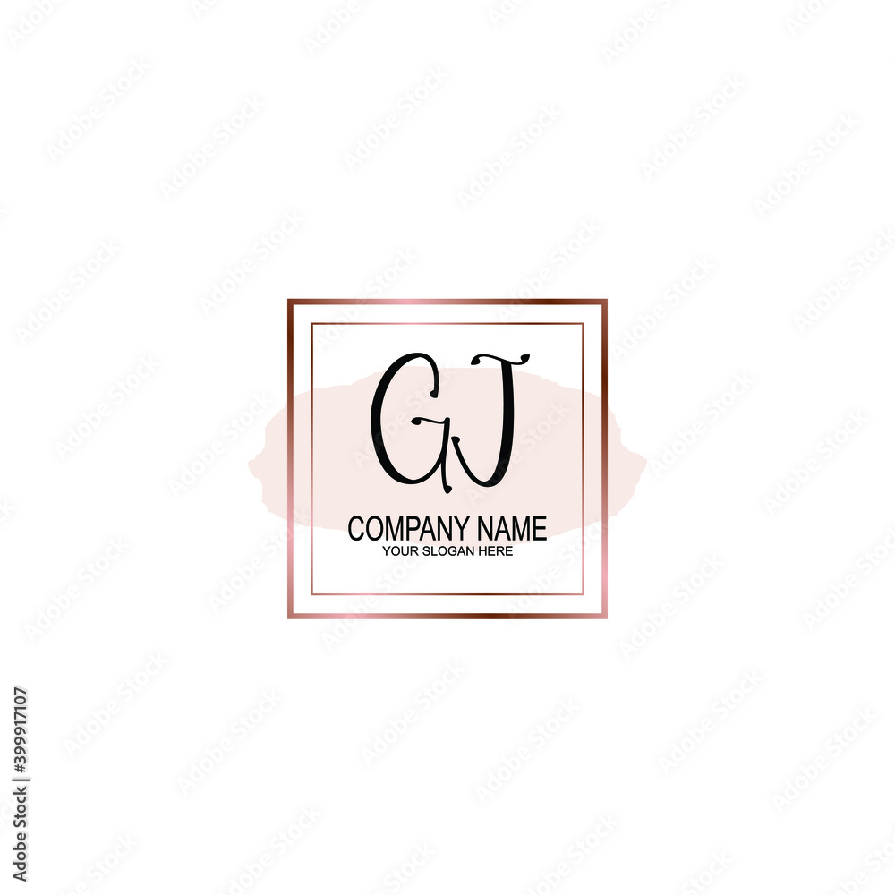 Initial GJ Handwriting, Wedding Monogram Logo Design, Modern Minimalistic and Floral templates for Invitation cards	
