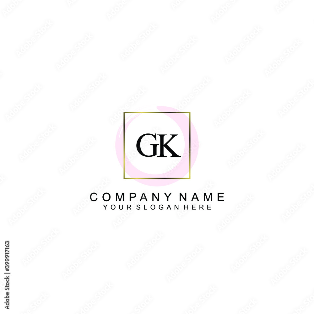 Initial GK Handwriting, Wedding Monogram Logo Design, Modern Minimalistic and Floral templates for Invitation cards	
