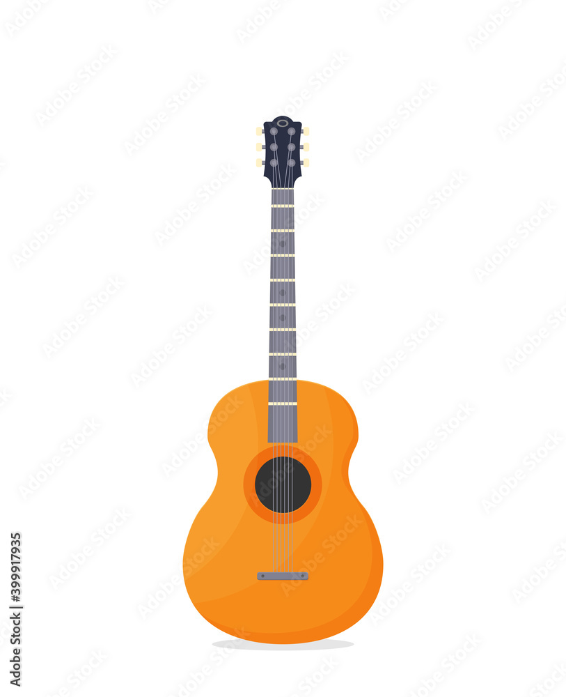 Flat Guitar. Vector Illustration. Musical Instrument Flat
