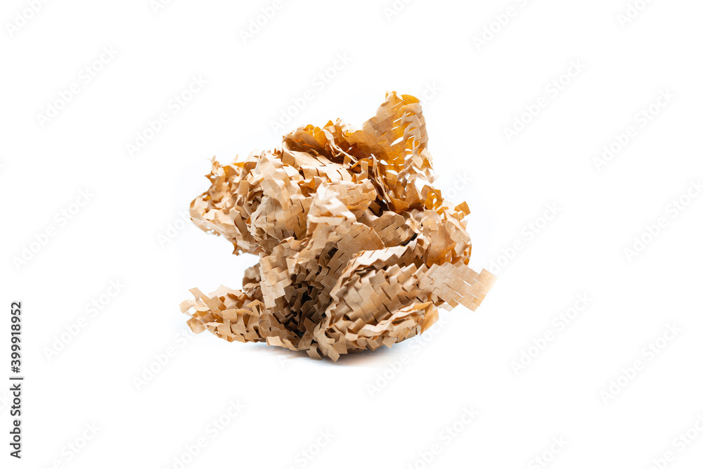 Screwed up brown paper ball isolated on white background. Screwed up brown paper ball isolated on white background.