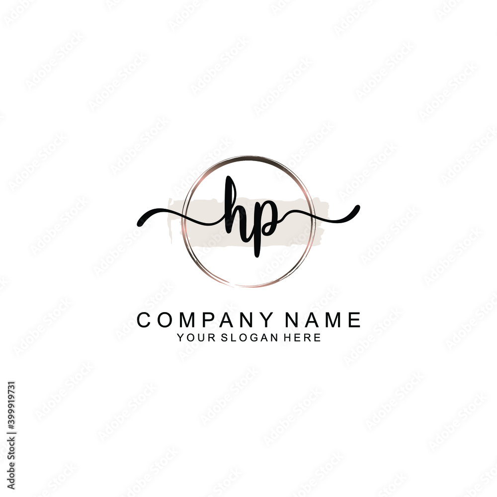 Initial HP Handwriting, Wedding Monogram Logo Design, Modern Minimalistic and Floral templates for Invitation cards	
