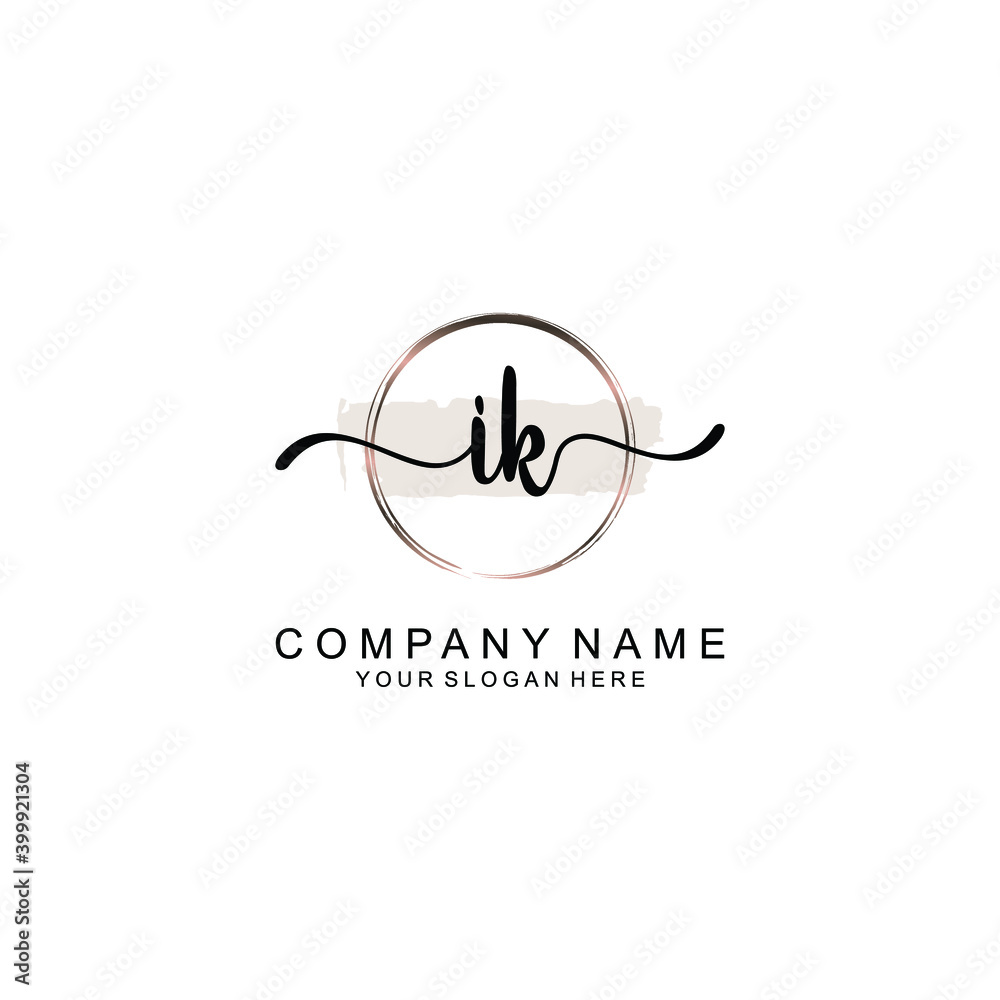 Initial IK Handwriting, Wedding Monogram Logo Design, Modern Minimalistic and Floral templates for Invitation cards	
