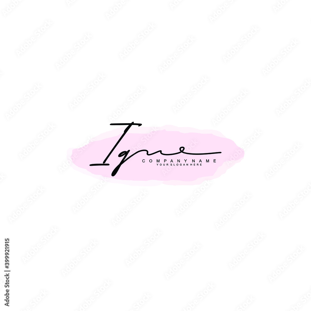 Initial IQ Handwriting, Wedding Monogram Logo Design, Modern Minimalistic and Floral templates for Invitation cards	
