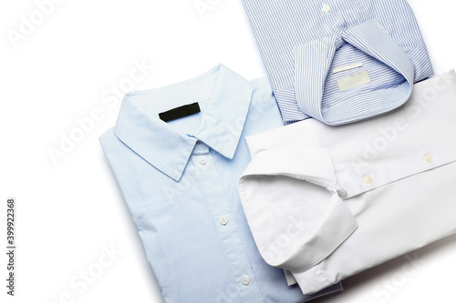 New male shirts on white background