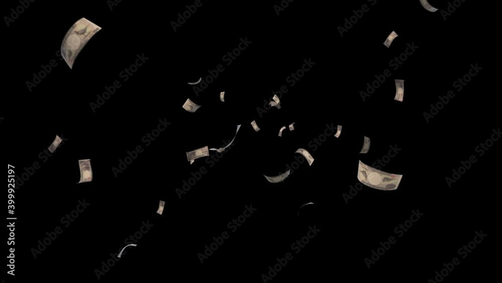 Japanese yen note particle light glow animation Japanese yen note particle light glow animation