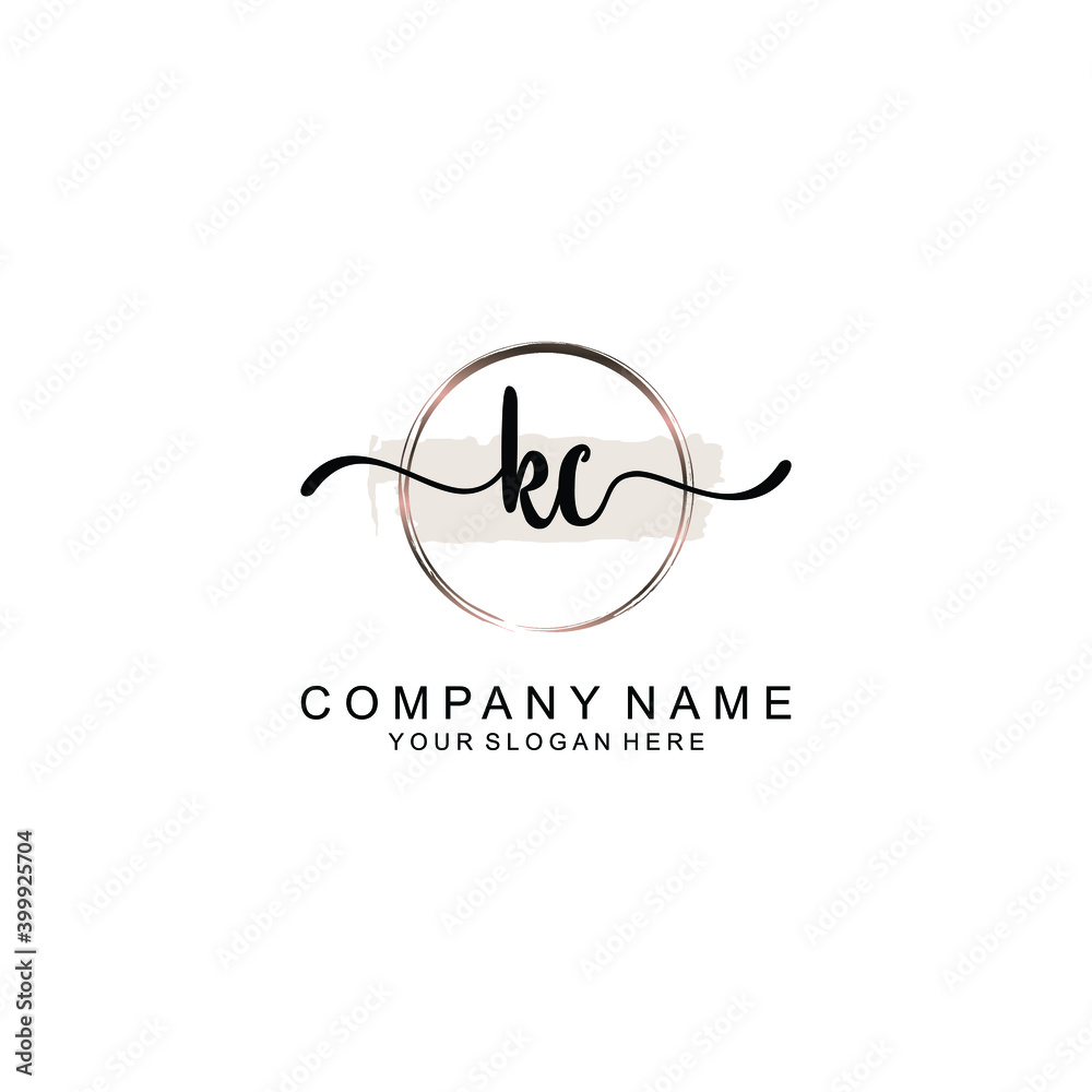 Initial KC Handwriting, Wedding Monogram Logo Design, Modern Minimalistic and Floral templates for Invitation cards	
