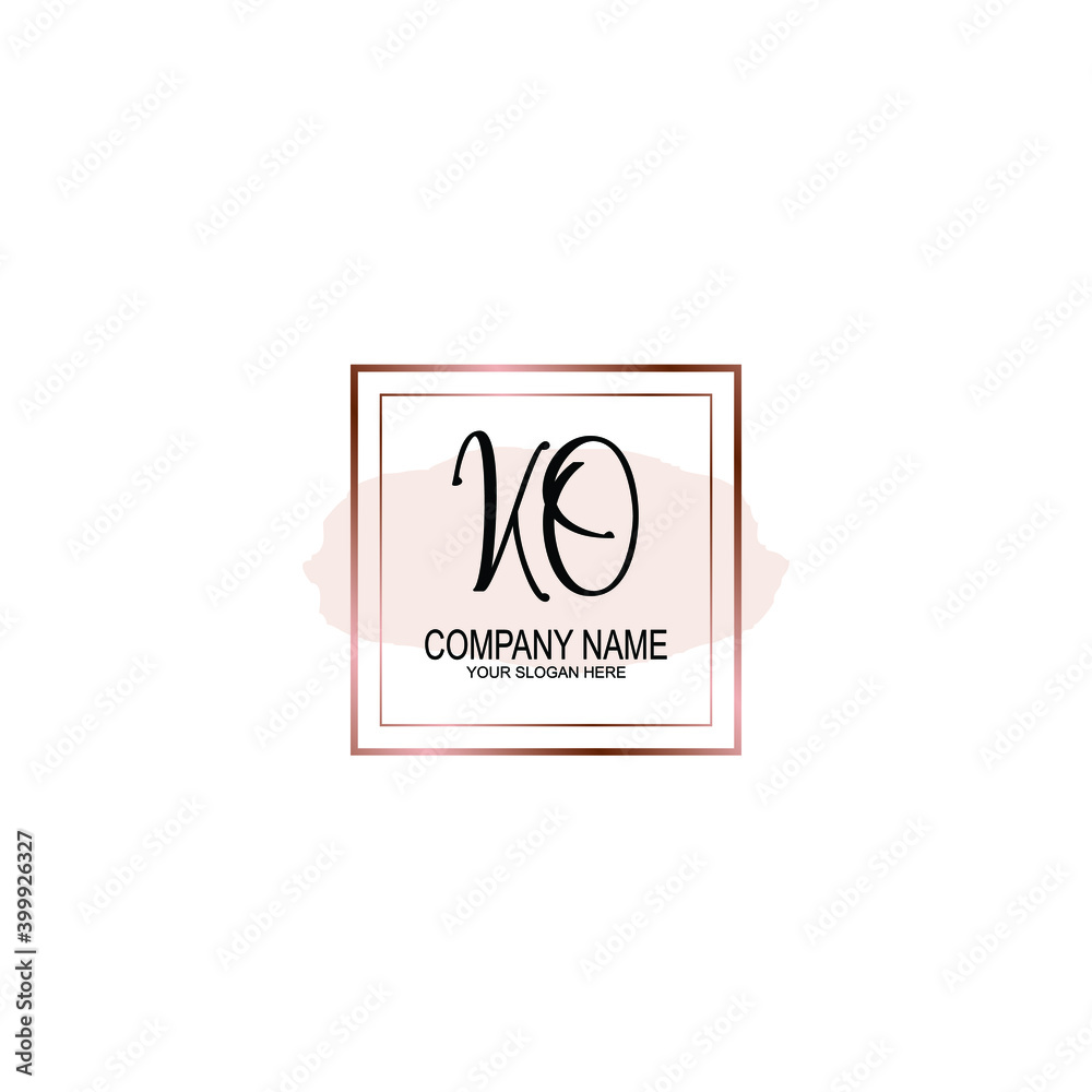 Initial KO Handwriting, Wedding Monogram Logo Design, Modern Minimalistic and Floral templates for Invitation cards	
