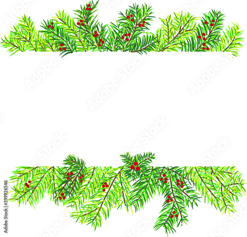 Christmas Leaves Frame Card Design Vector