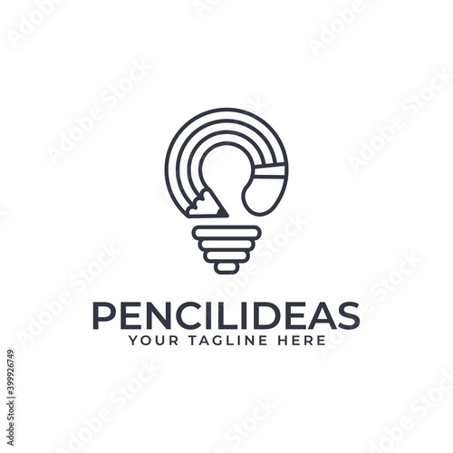 creative logo design combination of pencil and bulb
