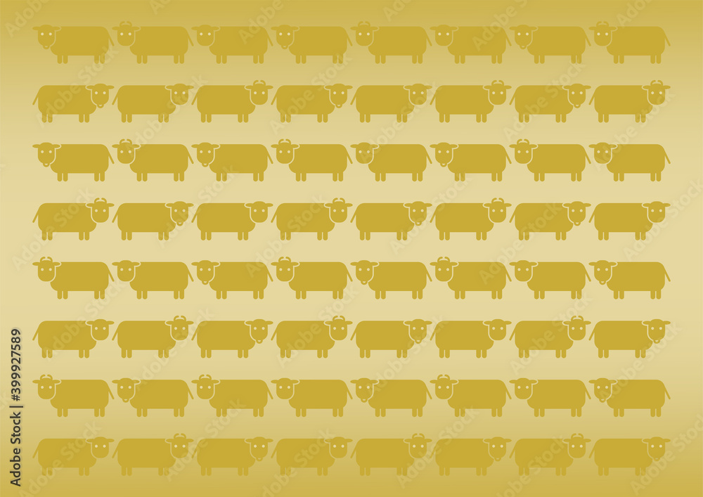牛の模様のイラスト: 金色グラデーション