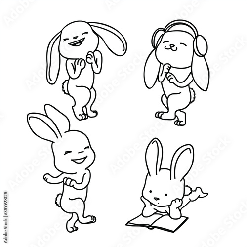
bunny set contour on the white background