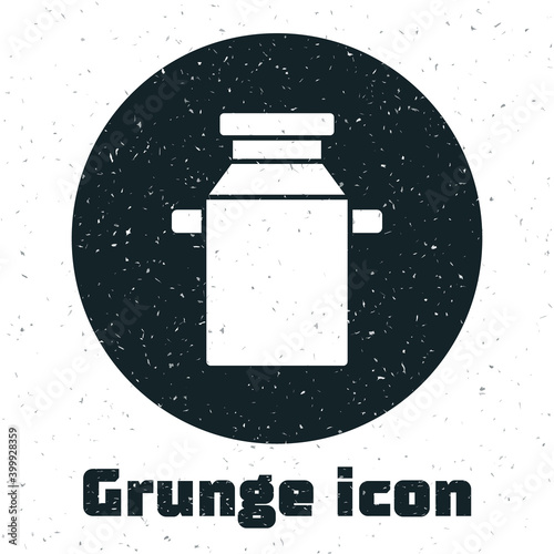 Grunge Can container for milk icon isolated on white background. Monochrome vintage drawing. Vector.