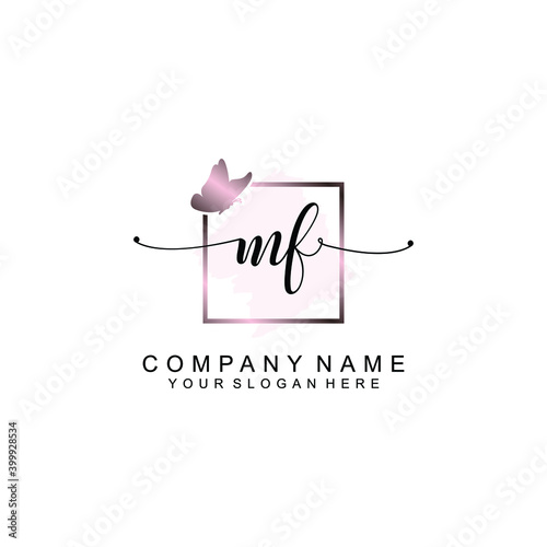 Initial MF Handwriting, Wedding Monogram Logo Design, Modern Minimalistic and Floral templates for Invitation cards	
