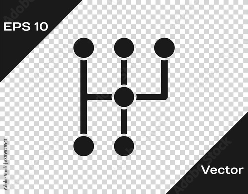 Black Gear shifter icon isolated on transparent background. Transmission icon. Vector.