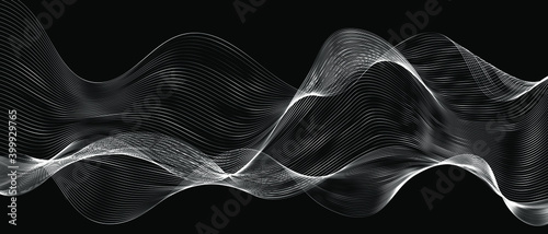 modern abstract wave lines on black background vector