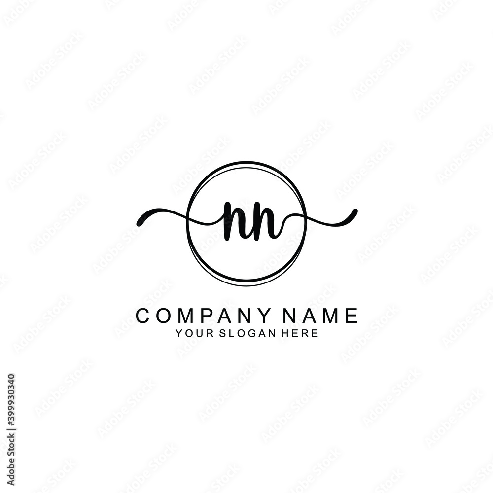 Initial NN Handwriting, Wedding Monogram Logo Design, Modern Minimalistic and Floral templates for Invitation cards	
