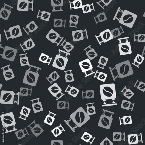 Grey Street signboard coffee icon isolated seamless pattern on black background. Vector.