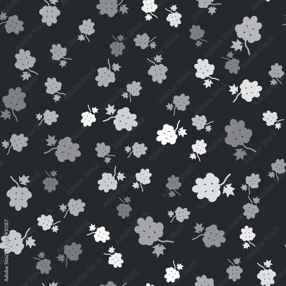 Grey Grape fruit icon isolated seamless pattern on black background. Vector. Grey Grape fruit icon isolated seamless pattern on black background. Vector.