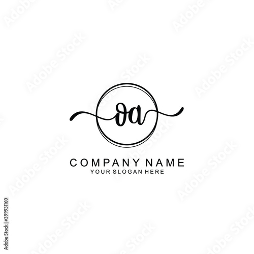 Initial OA Handwriting  Wedding Monogram Logo Design  Modern Minimalistic and Floral templates for Invitation cards  