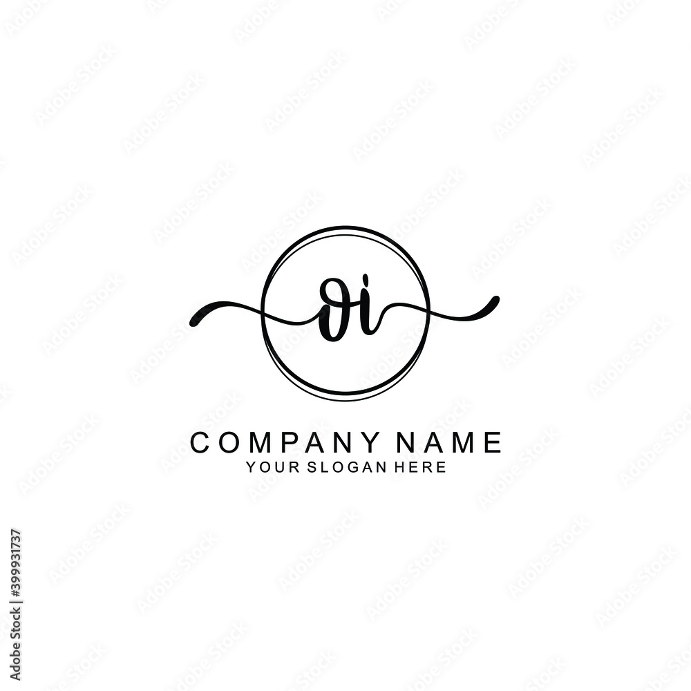 Initial OI Handwriting, Wedding Monogram Logo Design, Modern Minimalistic and Floral templates for Invitation cards	
